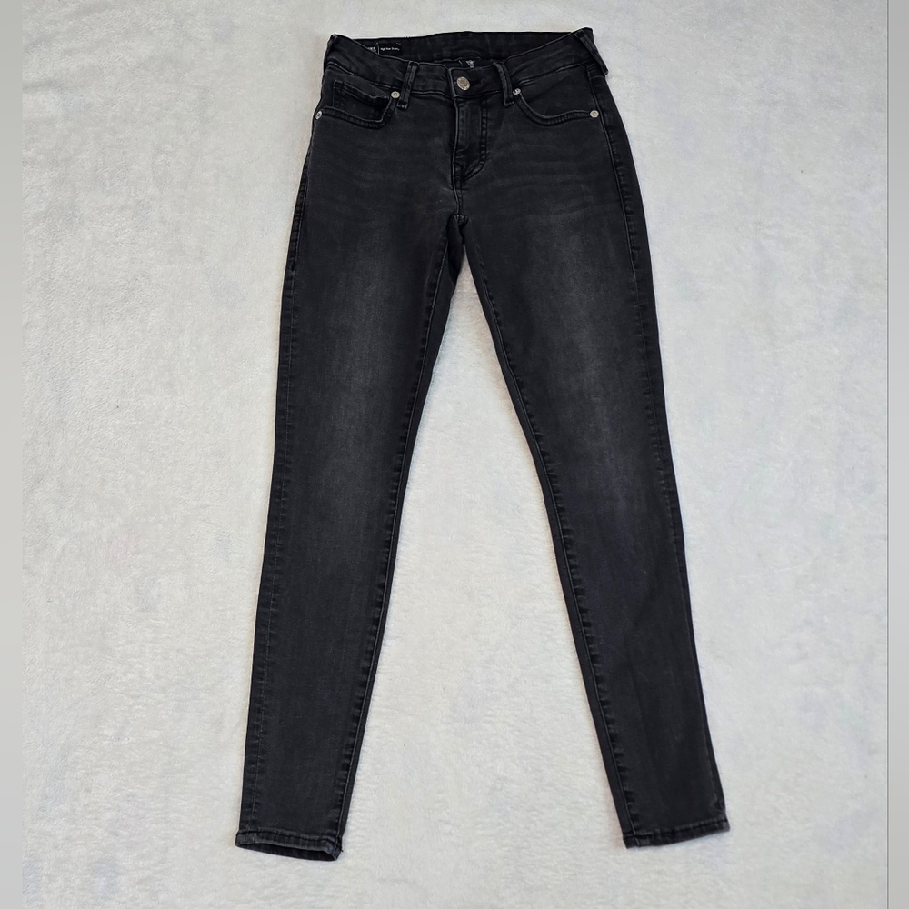Women's True Religion Jeans Black Denim Skinny Stretchy Pants Size 26 x 28